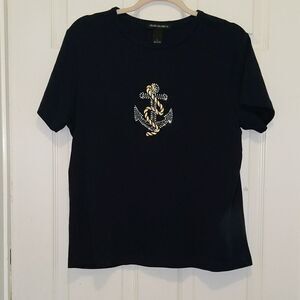Cruise Wear & Co Navy top with anchor   Sz L NWOT